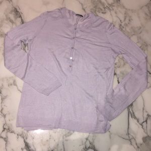 Theory Linen Blend Lavender Henley Large
